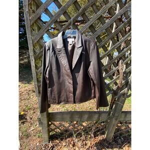 Womens Lambskin Leather Jacket Coat Dk Espresso Brown LARGE Croft & Barrow EUC